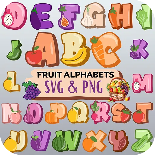 Doodle Fruit Vegetable Alphabet